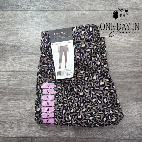 Rafaella Leopard Print Capri Pants Size 6 - Picture 6 of 6
